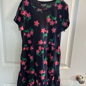 Old Navy Kids Dress - Dark Blue with Pink Floral
